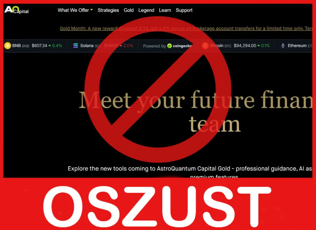 AstroQuantum Capital twarz ekran